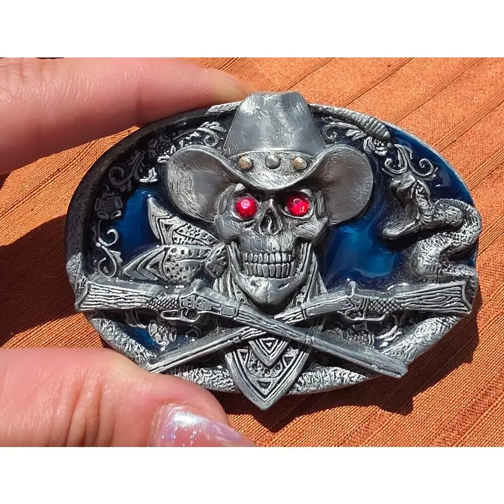 vintage 1989 Siskiyou Buckle Co. Western Cowboy Skull belt buckle